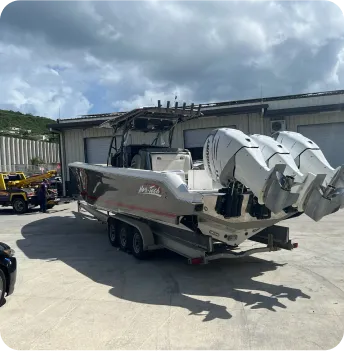An image of a trailered boat